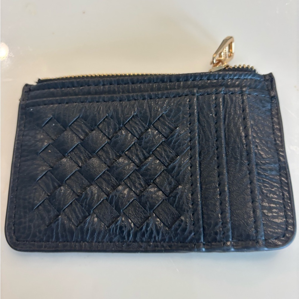Black Woven Leather Card Holder